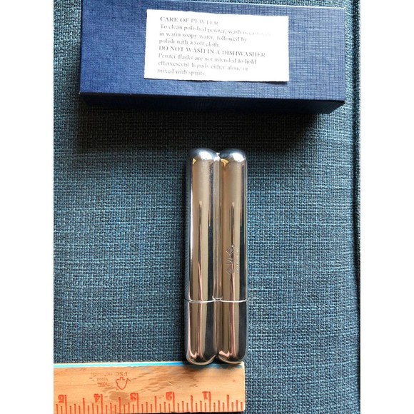 Vintage Sheffield London Hallmarked Polished Pewter Combo Hip Flask Cigar Case - Picture 12 of 13